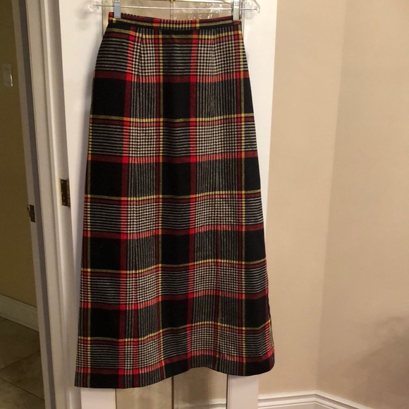 Vintage Plaid Maxi Skirt - Black, Red, Yellow - Picture 1 of 5
